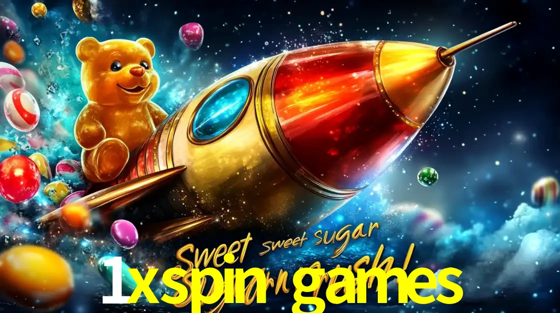 Arte promocional do jogo de slot Sugar Rush, com um urso de pelúcia em um foguete viajando pelo espaço de doces, um dos jogos divertidos disponíveis no cassino 1xspin games.
