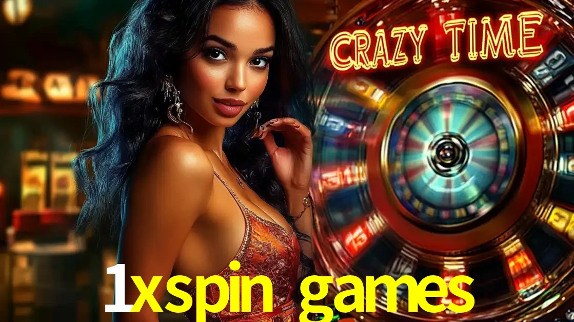 Mulher elegante ao lado da vibrante roda da fortuna do jogo de cassino ao vivo Crazy Time, um dos game shows mais populares e cheios de prêmios do 1xspin games.